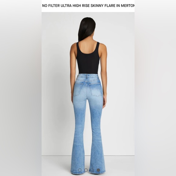 No Filter Denim By 7 For All Mankind Light Wash Bell Bottom HW Jeans Size 27 - Picture 4 of 16